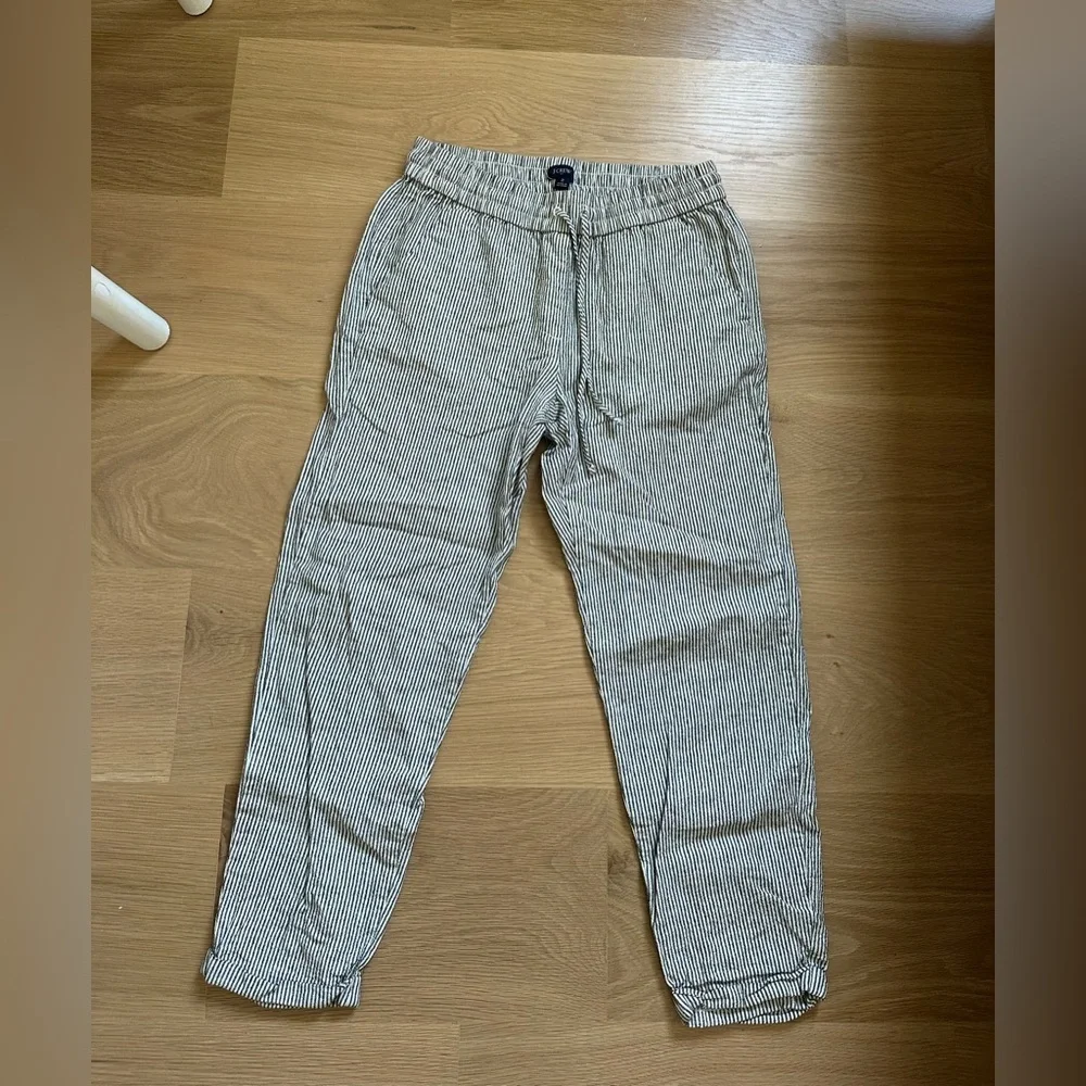 J Crew Linen/Cotton Drawstring Stripe Pants